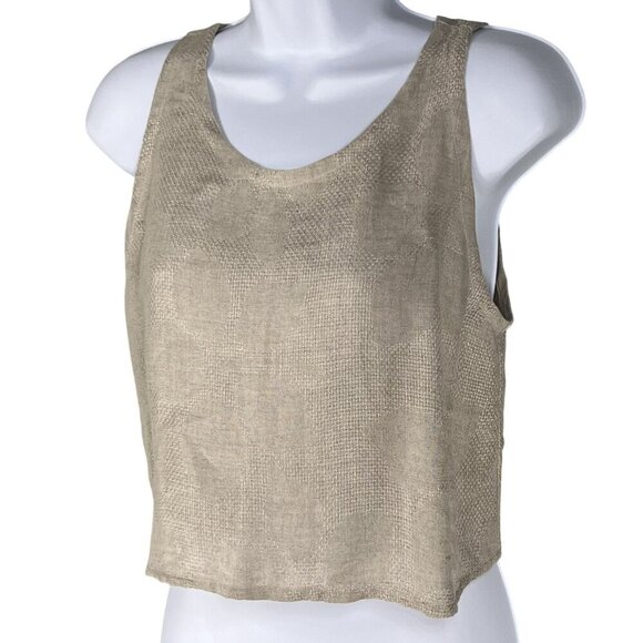 Francesca NWT Womens S 100% Linen Sleeveless Tie Back Tank Top Italy Made Beachy - Picture 2 of 14